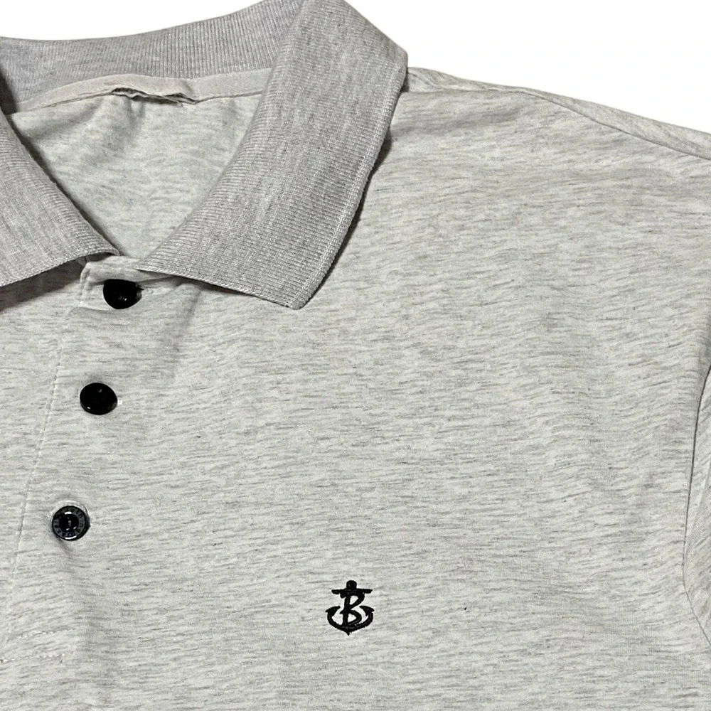 Blakely Men's Performance Light Grey Heather Logo Golf Polo Preppy‎ Shirt Large